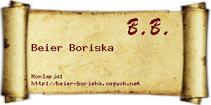 Beier Boriska névjegykártya